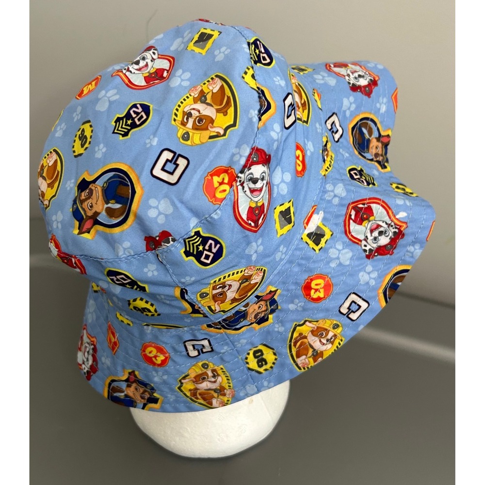 Paw Patrol Kids Blue Bucket Hat Chase Marshall Rubble Character Print Sun Hat